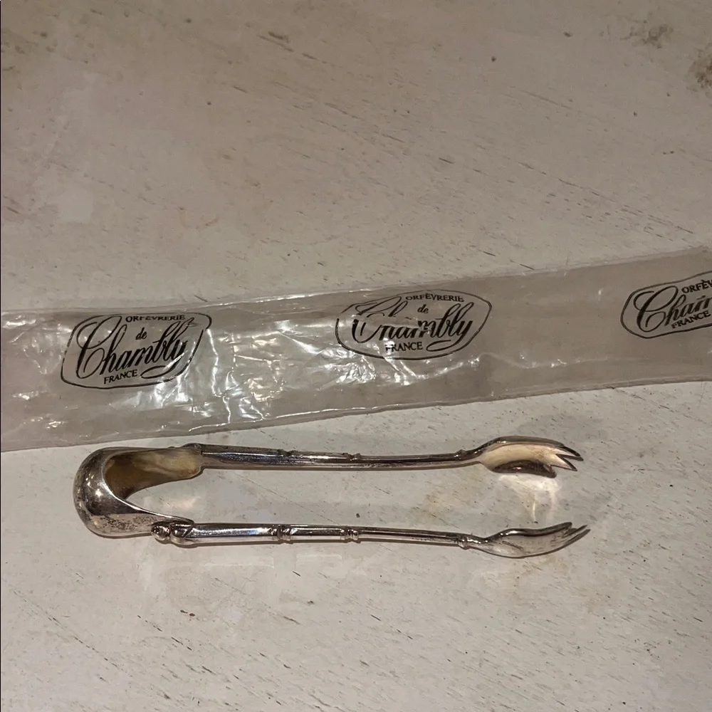 Chambly France Silver Sugar Tongs